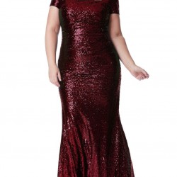 Блестяща Дълга Тъмночервена Рокля Макси Дами 