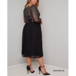 Елегантна Официална Черна Рокля Макси Дами Шифон Бродерии Елегантна Официална Черна Рокля Макси Дами Шифон Бродерии