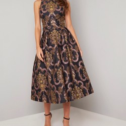 Елегантна Коктейлна Черна Рокля Ориенталски Детайли