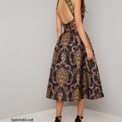 Елегантна Коктейлна Черна Рокля Ориенталски Детайли