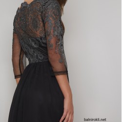 Къса Черна Рокля със Сребристи Детайли