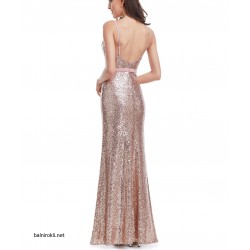 Бална Блестяща Дълга Рокля Гол Гръб Шампанско