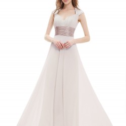 Дълга Бална Абитуриентска Рокля Цвят Крем