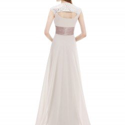 Дълга Бална Абитуриентска Рокля Цвят Крем