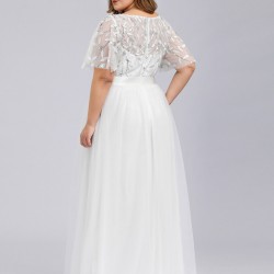 Елегантна Дълга Бяла Рокля Тюл Декорации Макси Дами Елегантна Дълга Бяла Рокля Тюл Декорации Макси Дами