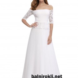 Абитуриентска Официална Бяла Рокля Бюстие Дантела