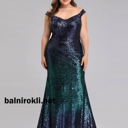 Блестяща Дълга Рокля Омбре Макси Размери 