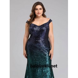 Блестяща Дълга Рокля Омбре Макси Размери 