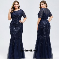 Абитуриентска Дълга Тъмносиня Бална Рокля Макси Дами Тюл и Декорация  Абитуриентска Дълга Тъмносиня Бална Рокля Макси Дами Тюл и Декорация