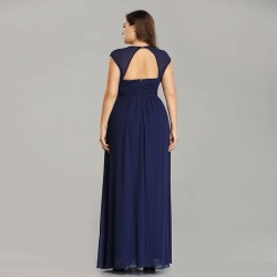 Бална Синя Рокля Диаманти Шифон Макси Дами  Бална Синя Рокля Диаманти Шифон Макси Дами