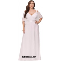 Бална Рокля Бял Шифон Феерия Макси Дами Бална Рокля Бял Шифон Феерия Макси Дами