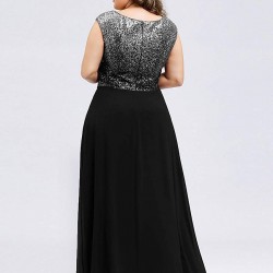 Вечерна Дълга Черна Рокля Блестящо Бюстие Макси Дами