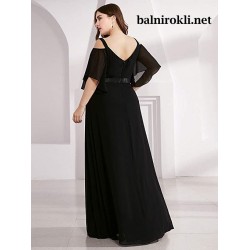 Бална Черна Рокля Шифон Макси Размери Бална Черна Рокля Шифон Макси Размери