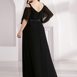 Бална Черна Рокля Шифон Макси Размери
