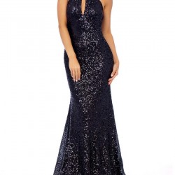 Блестяща Бална Дълга Черна Рокля Гол Гръб Пайети Диаманти