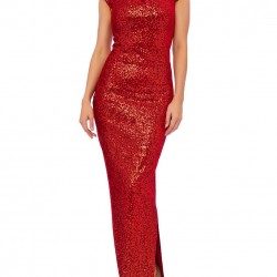 Блестяща Бална Дълга Червена Рокля Цепка