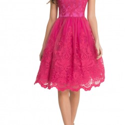 Дантелена Розова Официална Рокля