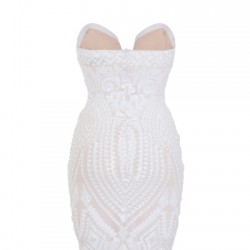 Блестяща Къса Бяла Рокля Пайети Блестяща Къса Бяла Рокля Пайети