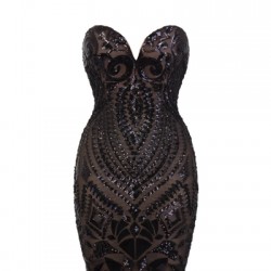 Блестяща Къса Черна Рокля Секси БЮСТИЕ