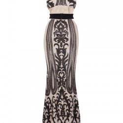 Черна Дълга Коктейлна Рокля Бюстие