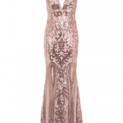 БАЛНА Блестяща Златиста Вечерна Рокля ДЕКОРАЦИИ