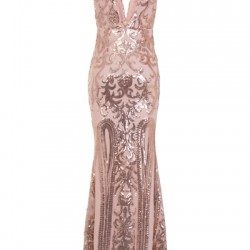 БАЛНА Блестяща Златиста Вечерна Рокля ДЕКОРАЦИИ