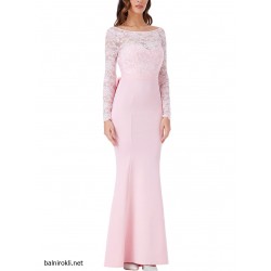 Дълга Официална Розова Рокля за Бал Гол Гръб