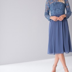 Елегантна Бална Рокля Синя Дантела Супер Секси