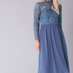 Елегантна Бална Рокля Синя Дантела Супер Секси