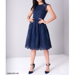 Дантелена Тъмносиня Коктейлна Рокля  Дантелена Тъмносиня Коктейлна Рокля