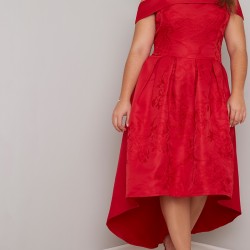 Асиметрична Червена Официална Рокля Макси Размери Асиметрична Червена Официална Рокля Макси Размери