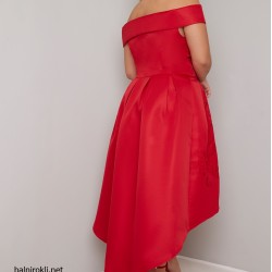 Асиметрична Червена Официална Рокля Макси Размери Асиметрична Червена Официална Рокля Макси Размери