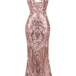 Бална Блестяща Луксозна Златиста Рокля Гол Гръб