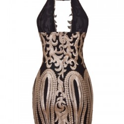 Блестяща Къса Парти Рокля Черно и Златисто