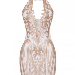 Блестяща Къса Рокля за Парти Златиста