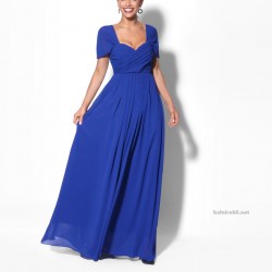 Абитуриентска Дълга Синя Рокля Шифон Класик