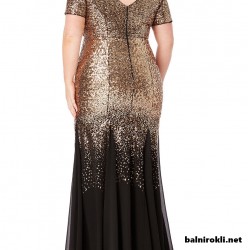 Бална Дълга Черна Рокля Златни Пайети Макси Размери