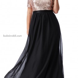 Дълга Бална Рокля Черно и Златно Макси Дами