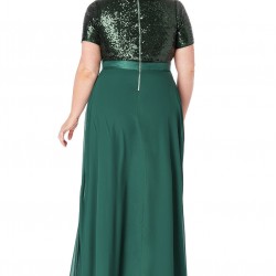 Дълга Официална Зелена Рокля Макси Дами Блестящо Бюстие 6