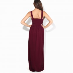 Бална Дълга Тъмночервена Рокля Шифон Декорация