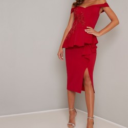 Елегантна Къса Официална Червена Парти Рокля