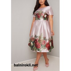 Бална Елегантна Рокля Макси Дами Флорал Сатен