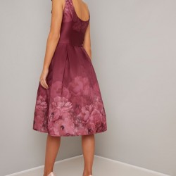 Елегантна Официална Рокля Флорал Бордо