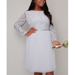 Абитуриентска Официална Светлосиня Рокля Макси Дами Дантела Шифон