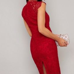 Дантелена Официална Рокля Малинов Цвят