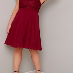 Елегантна Официална Рокля Макси Размери Бордо Средна Дължина