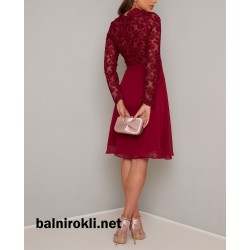Елегантна Официална  Рокличка Бордо Елегантна Официална  Рокличка Бордо