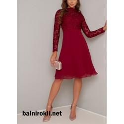 Елегантна Официална  Рокличка Бордо Елегантна Официална  Рокличка Бордо