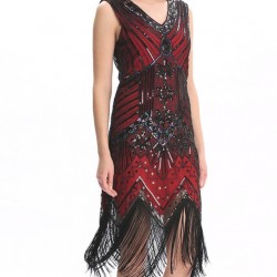 Блестяща Червена Рокля  Пайети Ресни