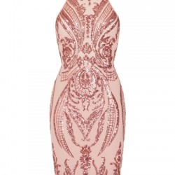 Елегантна Къса Парти Рокля Златисто Розов Цвят Елегантна Къса Парти Рокля Златисто Розов Цвят